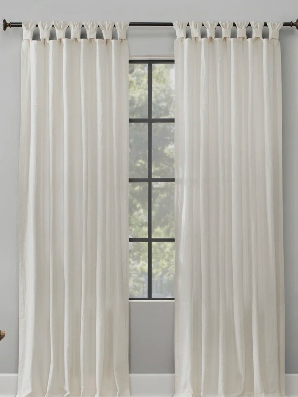 Neutral Tab Top 100% Cotton Curtains - Cream Window Drapes Set of 4 52” x 84”